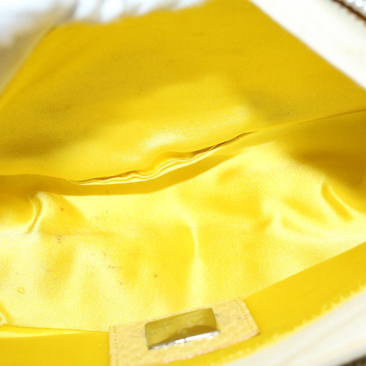 FENDI Mamma Baguette Shoulder Bag Canvas Beige Yellow Auth 54739