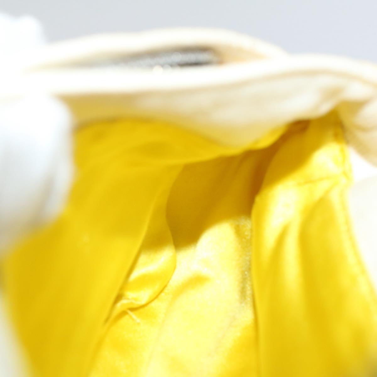 FENDI Mamma Baguette Shoulder Bag Canvas Beige Yellow Auth 54739