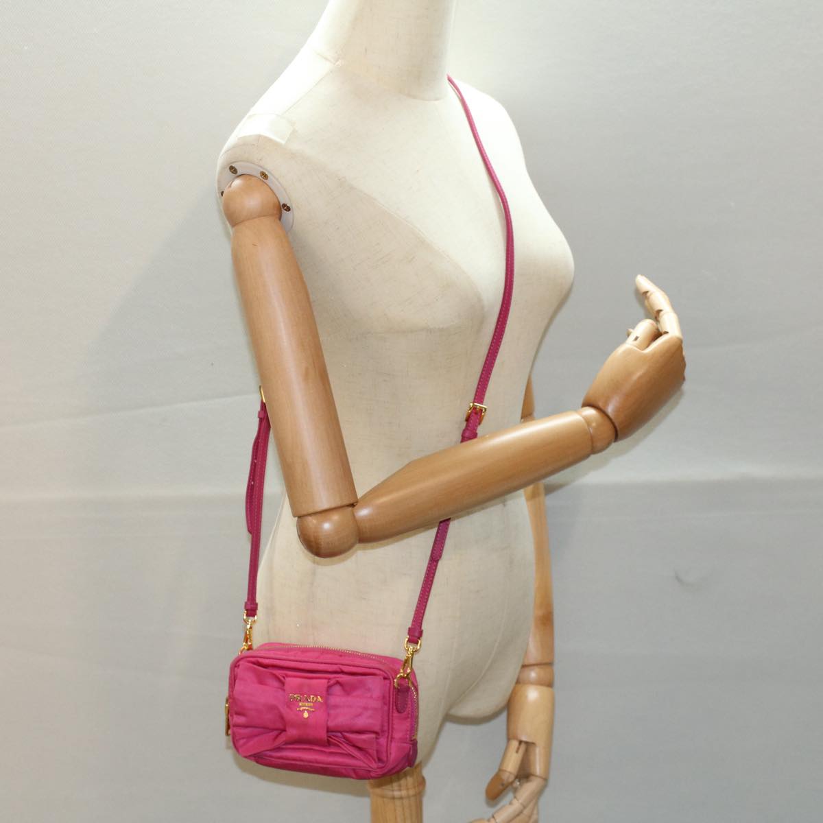 PRADA Shoulder Bag Nylon Pink Auth 54740