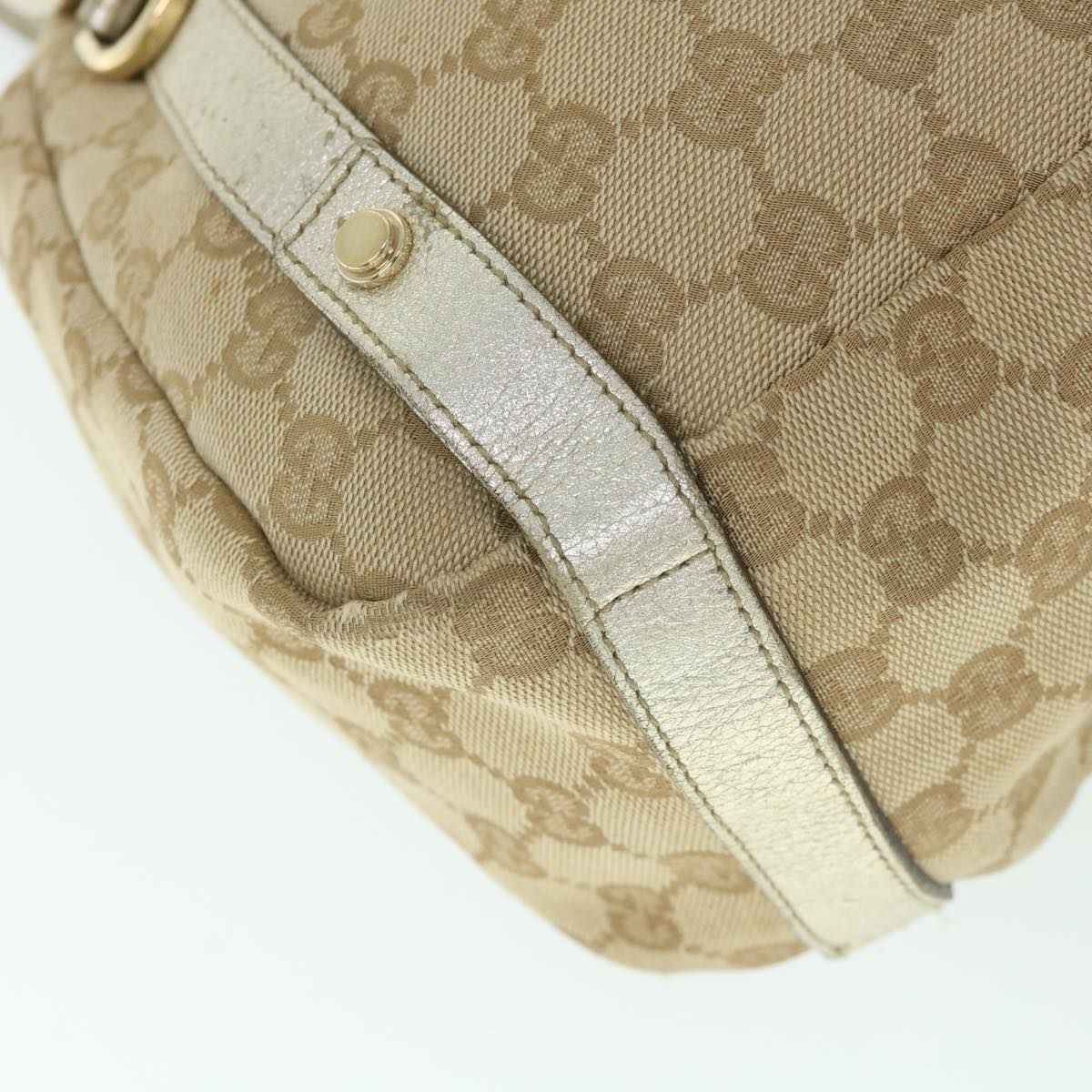 GUCCI GG Canvas Shoulder Bag Beige Gold 130736 Auth 54760