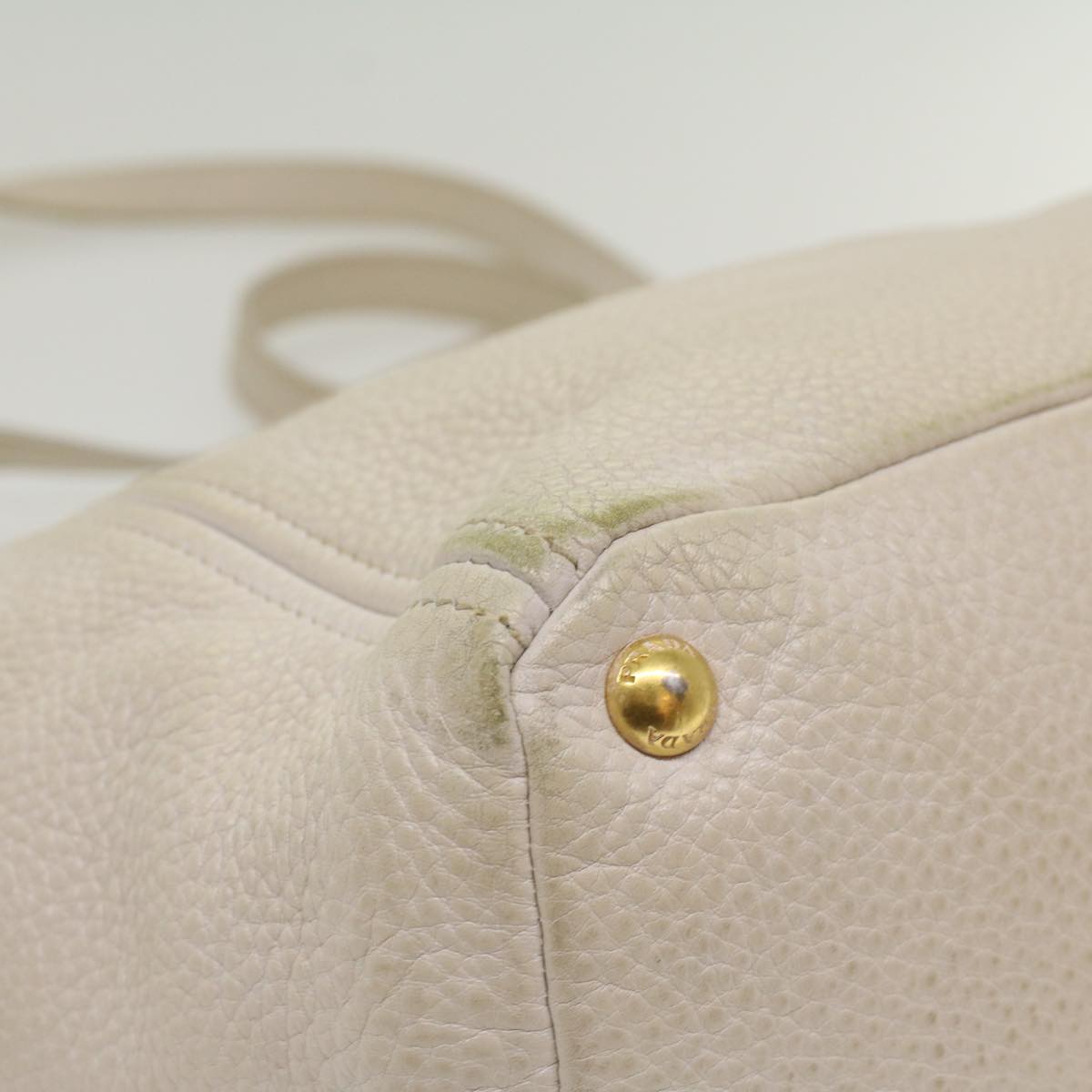 PRADA Shoulder Bag Leather White Auth 54820