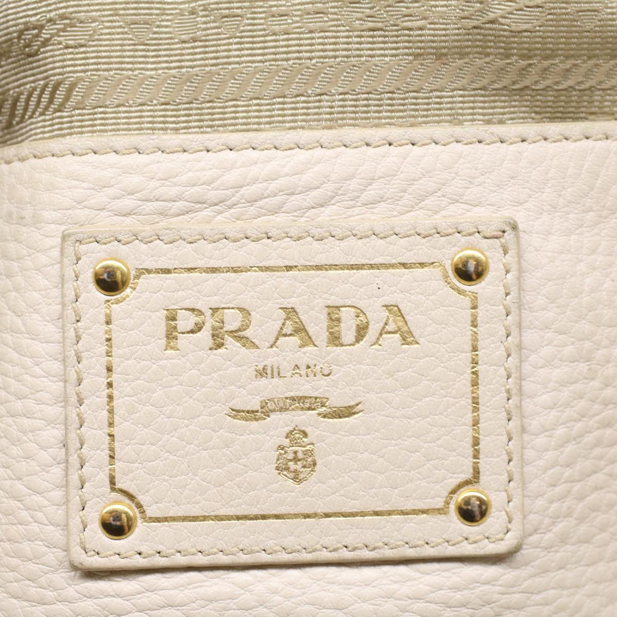 PRADA Shoulder Bag Leather White Auth 54820