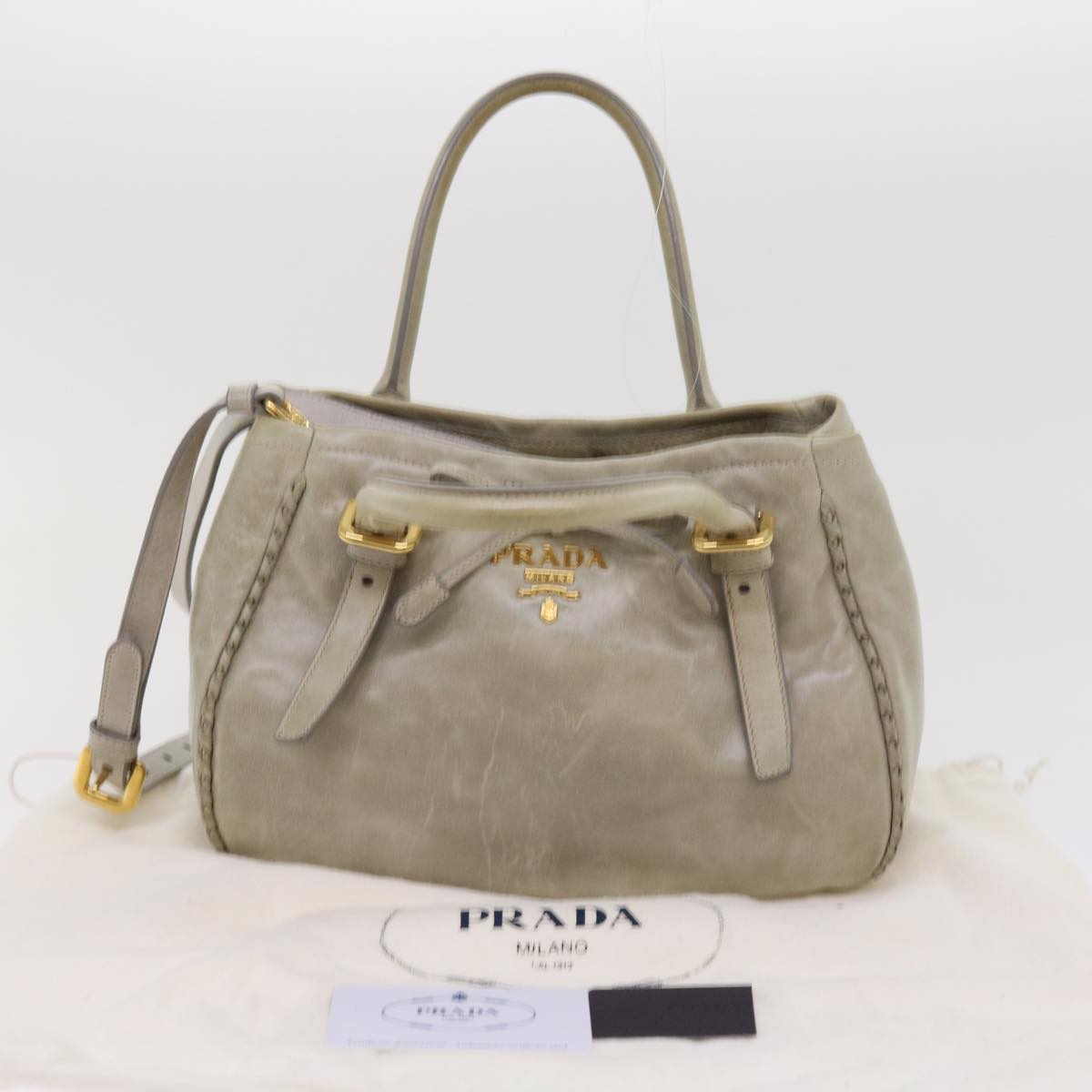 Christian Dior Lady Dior Canage Shoulder Bag Leather White Auth 54830