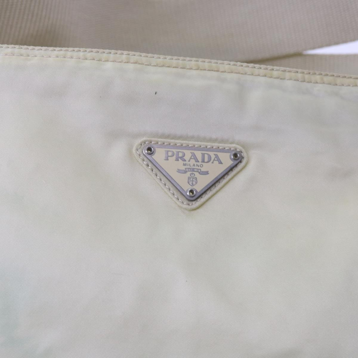 PRADA Shoulder Bag Nylon Beige Auth 54837