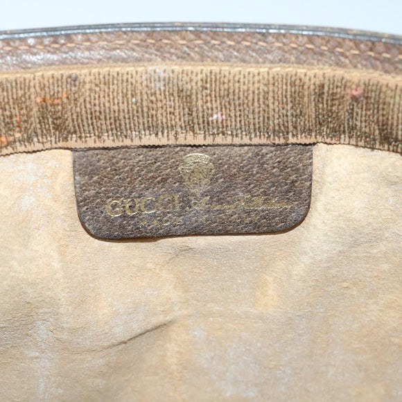 GUCCI GG Canvas Web Sherry Line Clutch Bag PVC Leather Beige Green Auth 54839