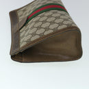 GUCCI GG Canvas Web Sherry Line Clutch Bag PVC Leather Beige Green Auth 54839-4