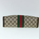 GUCCI GG Canvas Web Sherry Line Clutch Bag PVC Leather Beige Green Auth 54839-6