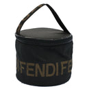 FENDI Vanity Cosmetic Pouch Canvas Black Auth 54858-1