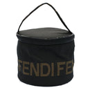 FENDI Vanity Cosmetic Pouch Canvas Black Auth 54858-13