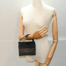 FENDI Vanity Cosmetic Pouch Canvas Black Auth 54858-21