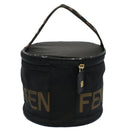 FENDI Vanity Cosmetic Pouch Canvas Black Auth 54858-2