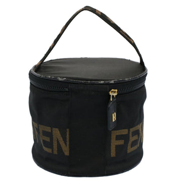 FENDI Vanity Cosmetic Pouch Canvas Black Auth 54858 - 0