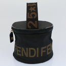 FENDI Vanity Cosmetic Pouch Canvas Black Auth 54858-3