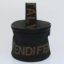 FENDI Vanity Cosmetic Pouch Canvas Black Auth 54858-4
