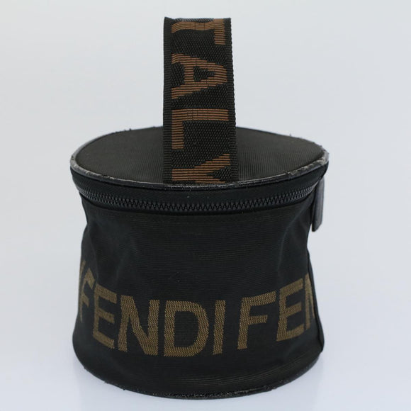 FENDI Vanity Cosmetic Pouch Canvas Black Auth 54858