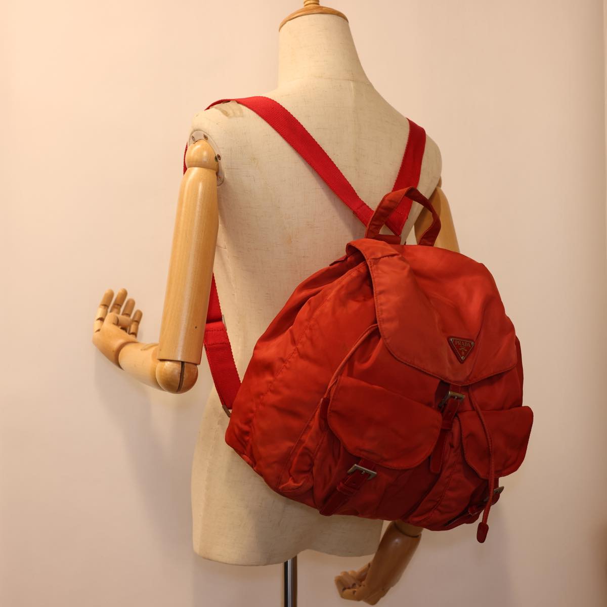 PRADA Backpack Nylon Red Auth 54890