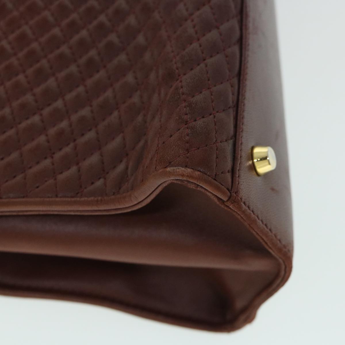 BALLY Quilted Hand Bag Leather Brown Auth 54904