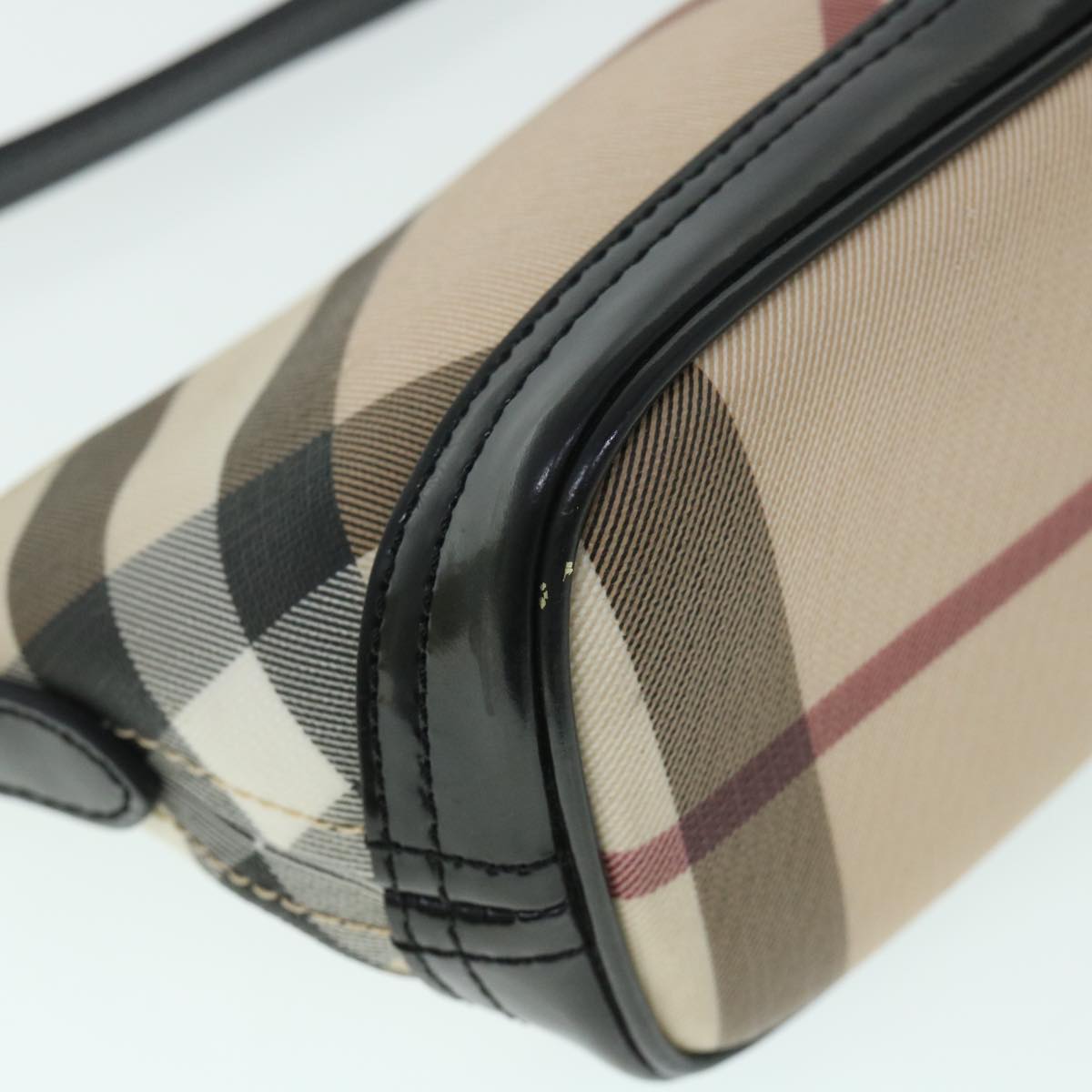 BURBERRY Nova Check Shoulder Bag PVC Leather Beige Auth 54956