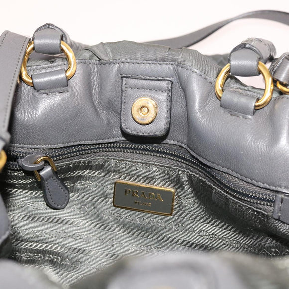 PRADA Hand Bag Nylon 2way Gray Auth 54970