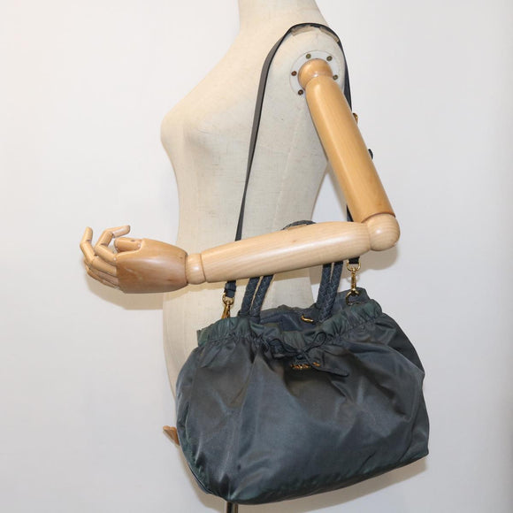 PRADA Hand Bag Nylon 2way Gray Auth 54970