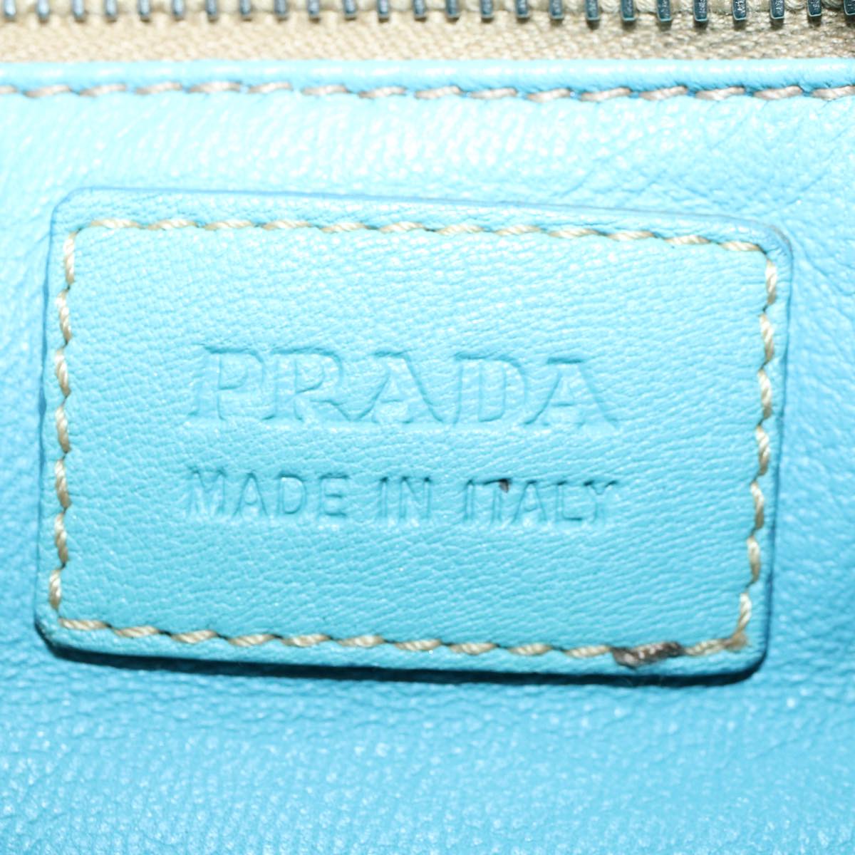 PRADA Snake pattern Hand Bag Exotic leather Turquoise Blue Auth 55080