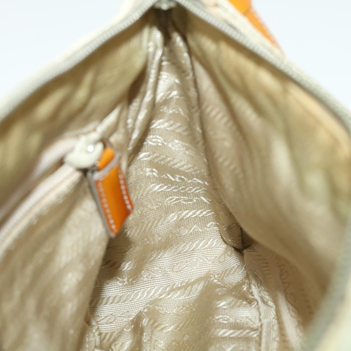 PRADA Shoulder Bag Nylon Enamel Beige Auth 55296