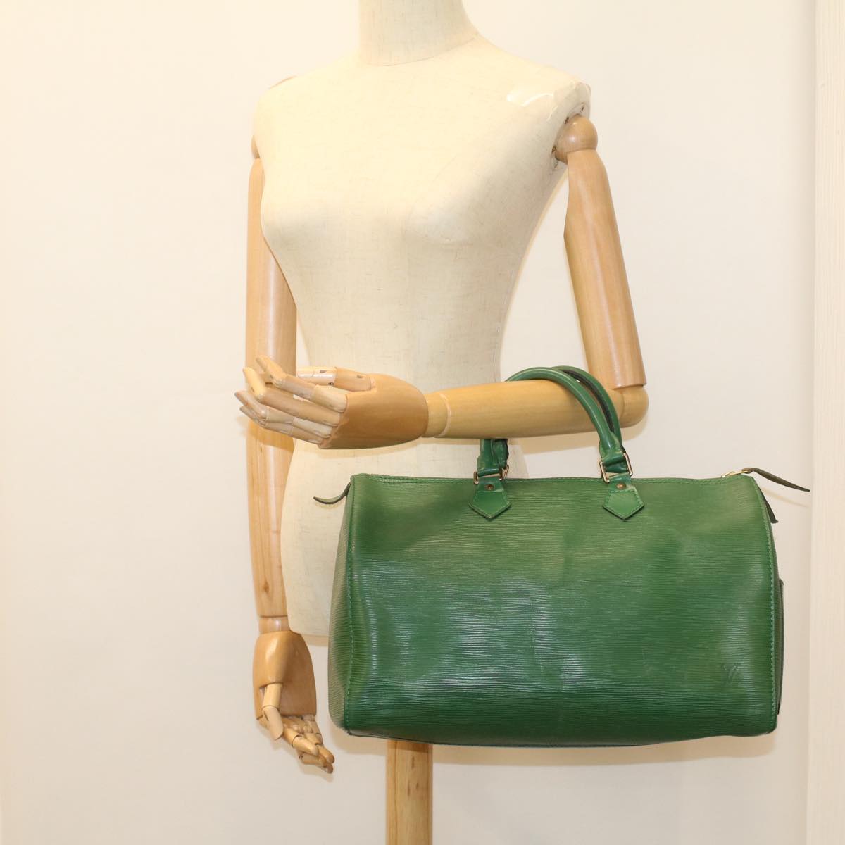 LOUIS VUITTON Epi Speedy 35 Hand Bag Borneo Green M42994 LV Auth 55356