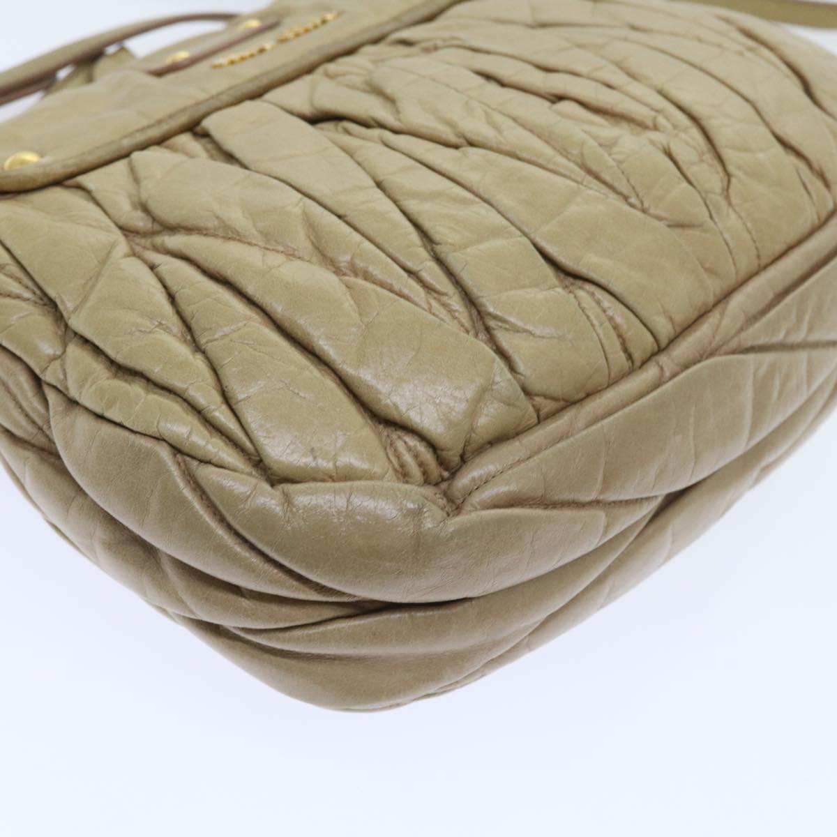 Miu Miu Materasse Hand Bag Leather 2way Beige Auth 55418