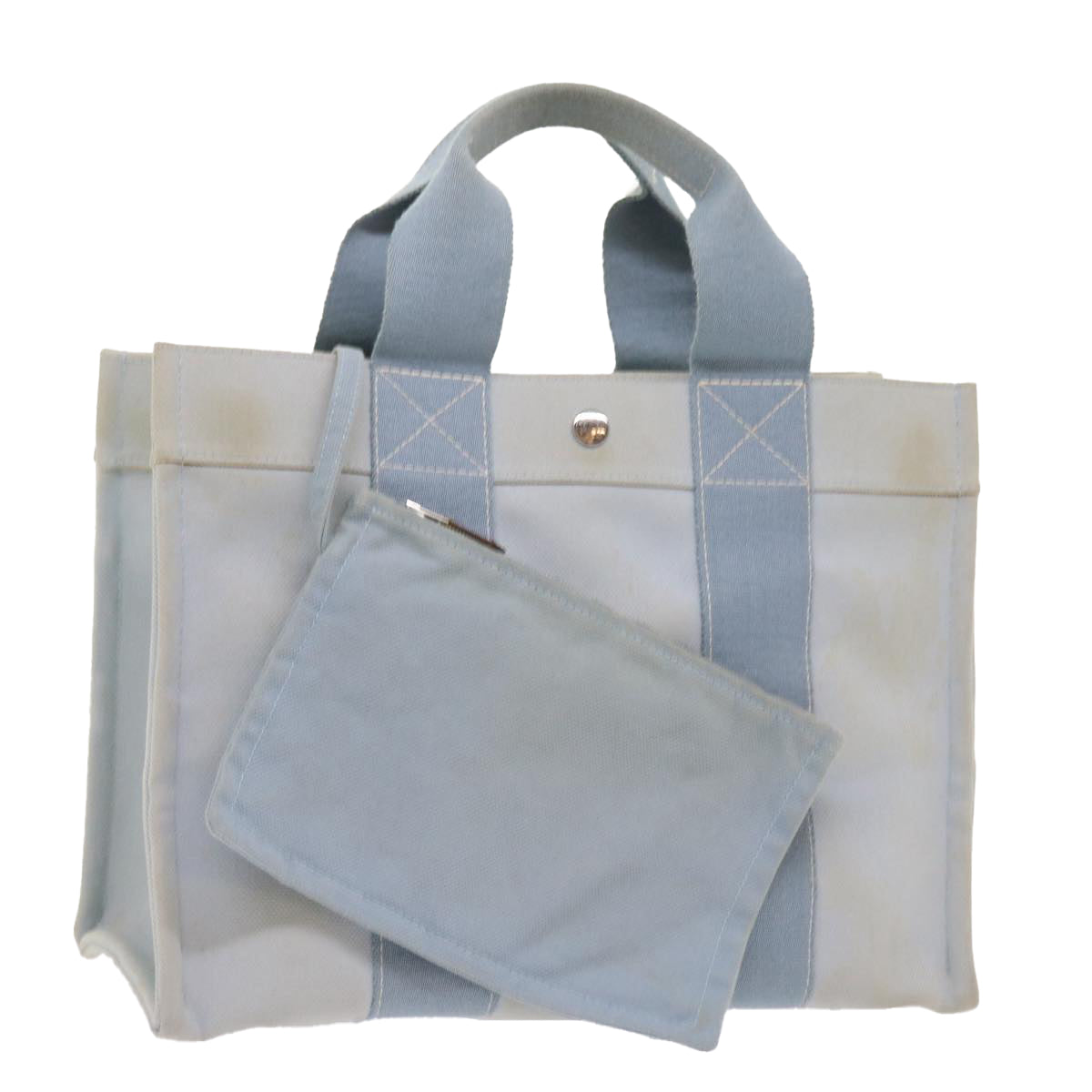 HERMES Bora Bora PM Tote Bag Canvas Light Blue Auth 55452