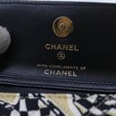 CHANEL Mini Matelasse Shoulder Bag Canvas Beige Black CC Auth 55538AV-19