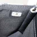 CHANEL Mini Matelasse Shoulder Bag Canvas Beige Black CC Auth 55538AV-11