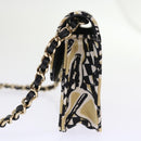 CHANEL Mini Matelasse Shoulder Bag Canvas Beige Black CC Auth 55538AV-3