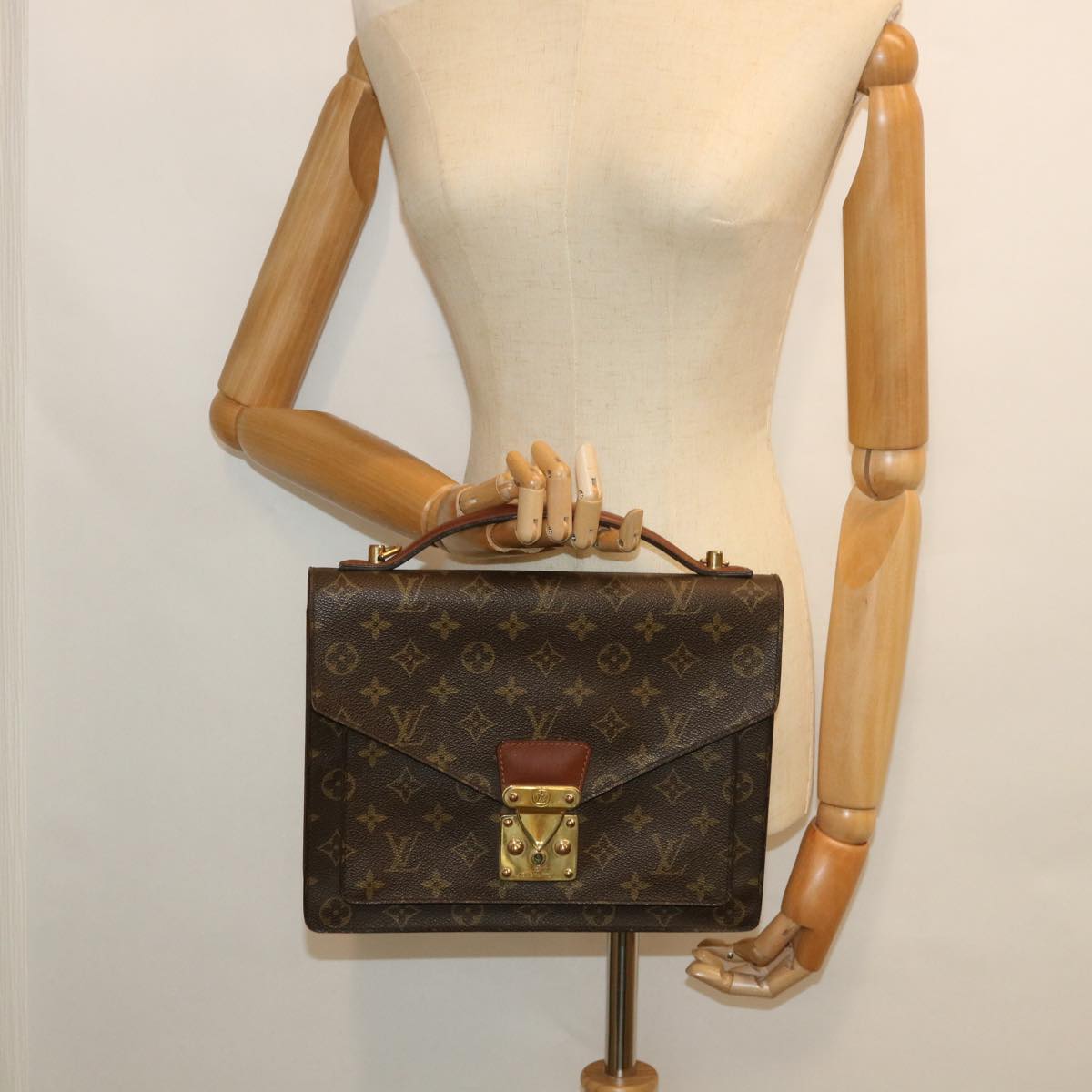 LOUIS VUITTON Monogram Monceau 28 Hand Bag 2way M51185 LV Auth 55540