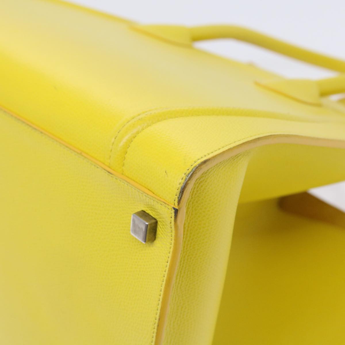 CELINE Gauge Phantom Hand Bag Leather Yellow Auth 55633