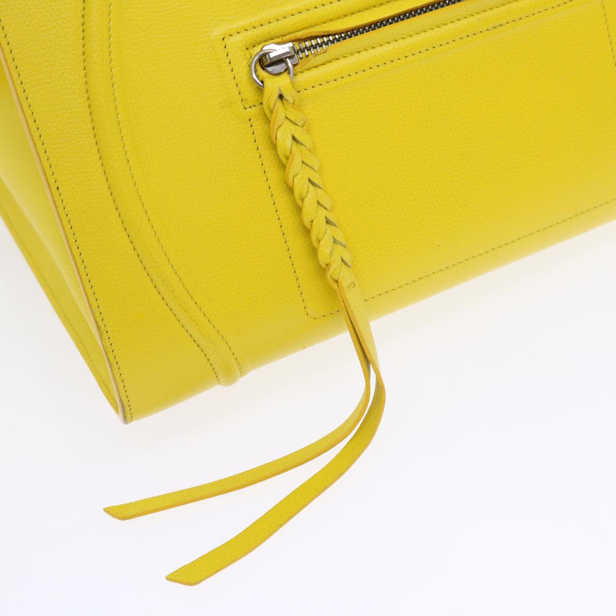 CELINE Gauge Phantom Hand Bag Leather Yellow Auth 55633