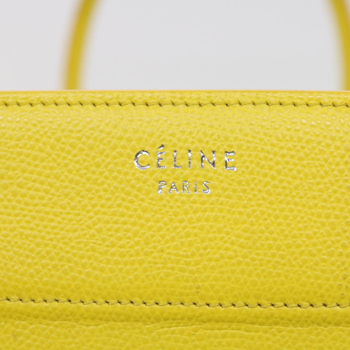 CELINE Gauge Phantom Hand Bag Leather Yellow Auth 55633