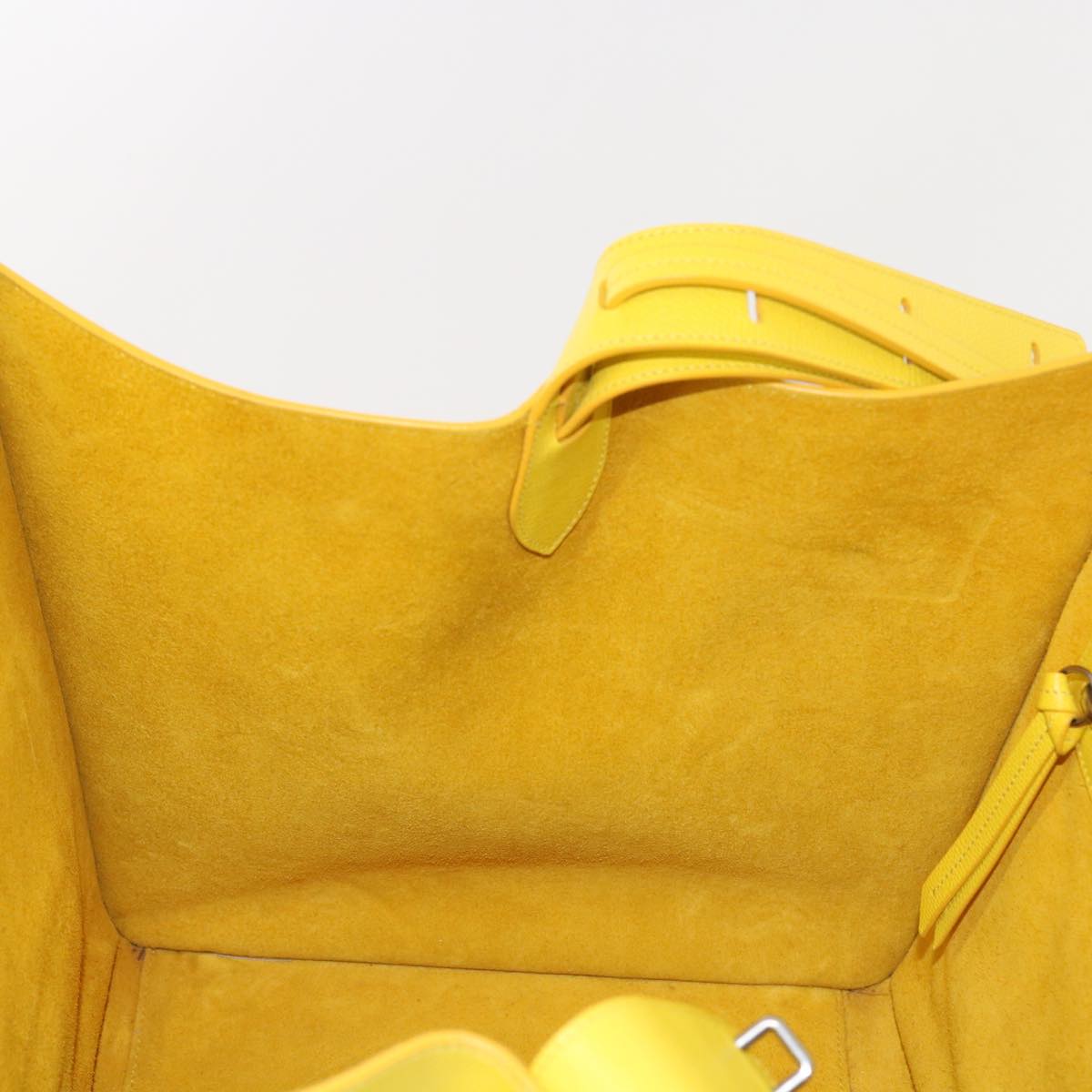 CELINE Gauge Phantom Hand Bag Leather Yellow Auth 55633