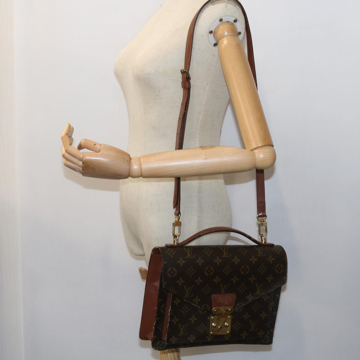 LOUIS VUITTON Monogram Monceau 28 Hand Bag 2way M51185 LV Auth 55719