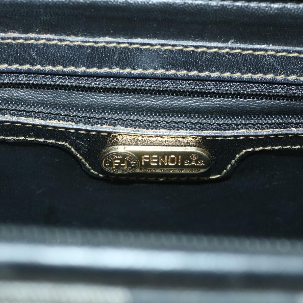 FENDI Pecan Canvas Hand Bag Coated Canvas 2way Gray Black Auth 55821