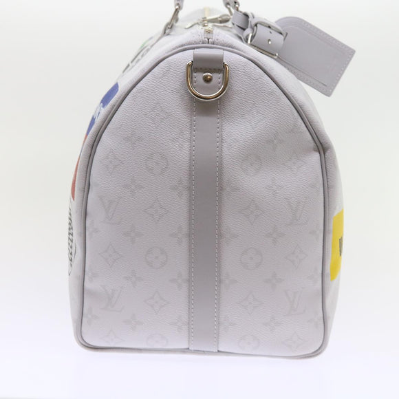 LOUIS VUITTON Monogram White Keepall Bandouliere 50 Bag M44643 LV Auth 55862S