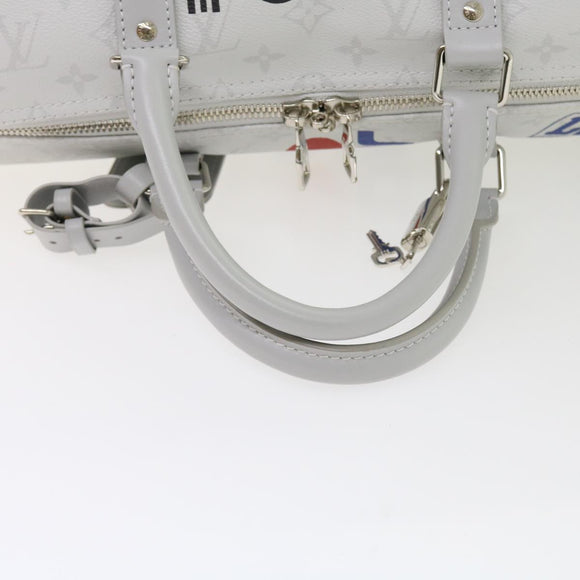 LOUIS VUITTON Monogram White Keepall Bandouliere 50 Bag M44643 LV Auth 55862S