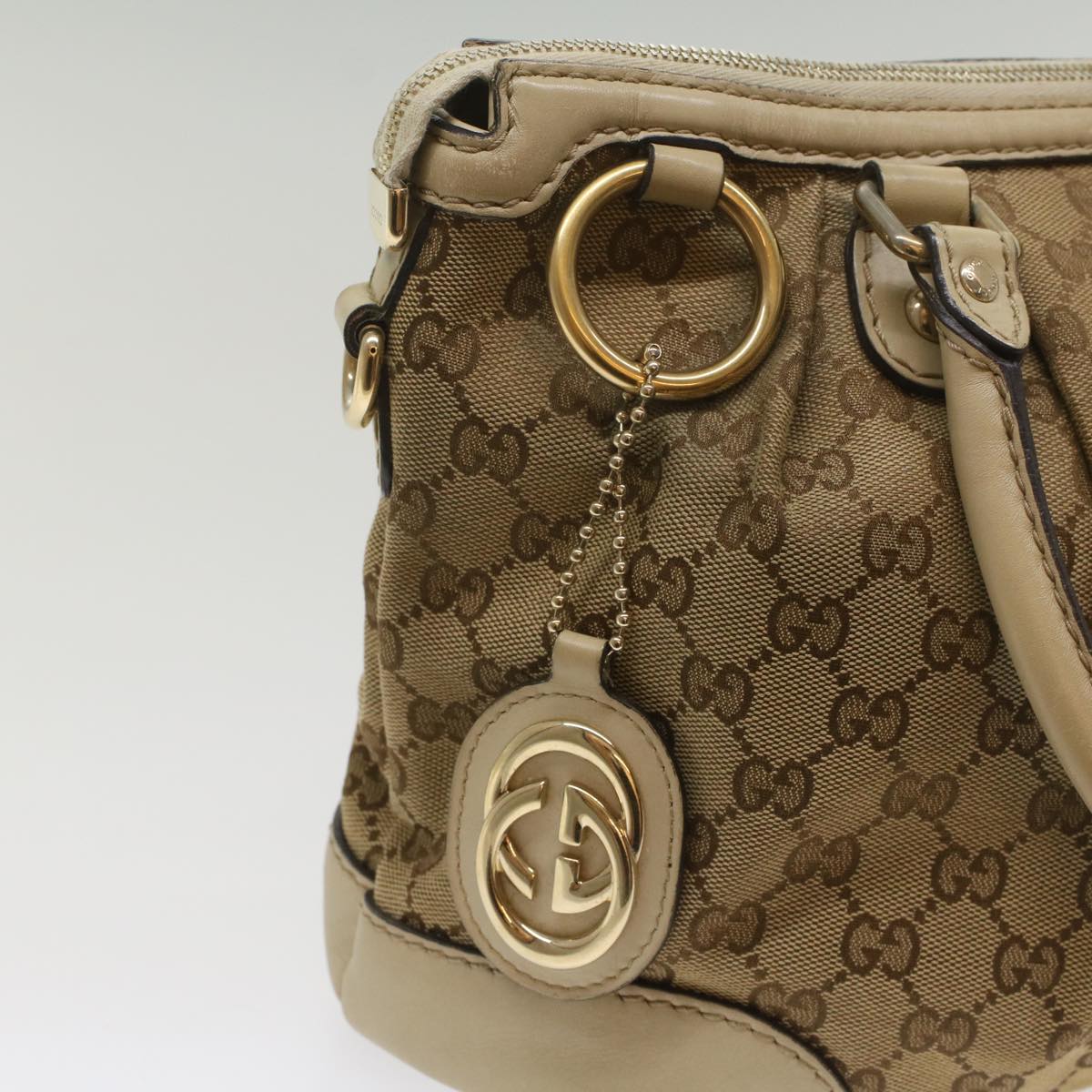 GUCCI GG Canvas Sukey Shoulder Bag Beige 247902 Auth 56055