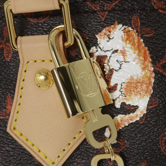 LOUIS VUITTON Catgram Speedy Bandouliere 30 Hand Bag Brown M44401 LV Auth 56154SM