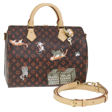 LOUIS VUITTON Catgram Speedy Bandouliere 30 Hand Bag Brown M44401 LV Auth 56154SM