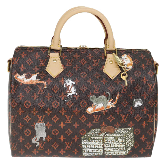 LOUIS VUITTON Catgram Speedy Bandouliere 30 Hand Bag Brown M44401 LV Auth 56154S