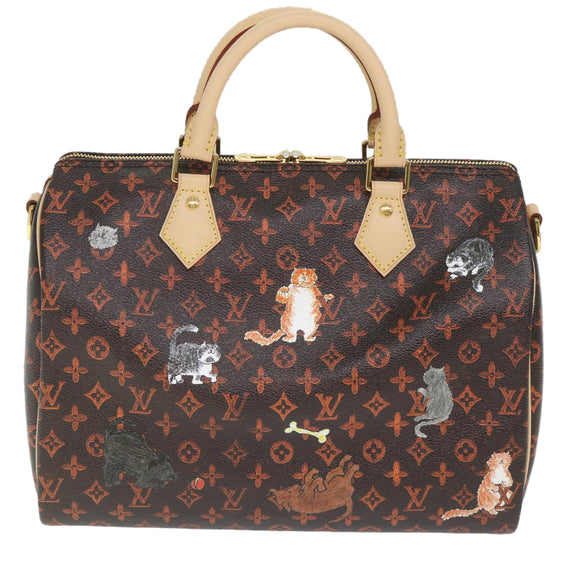 LOUIS VUITTON Catgram Speedy Bandouliere 30 Hand Bag Brown M44401 LV Auth 56154S