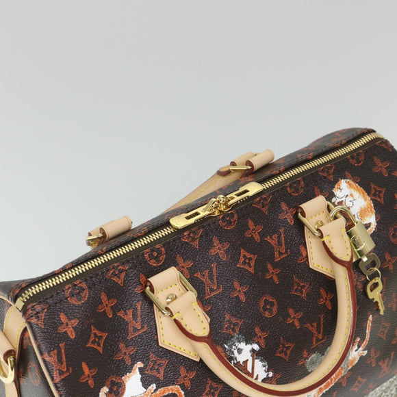LOUIS VUITTON Catgram Speedy Bandouliere 30 Hand Bag Brown M44401 LV Auth 56154S