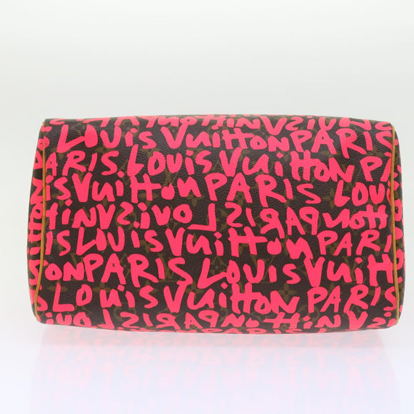 LOUIS VUITTON Monogram Graffiti Speedy 30 Hand Bag Pink M93704 LV Auth 56156SAM