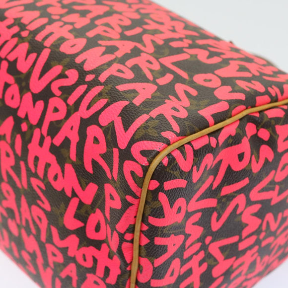 LOUIS VUITTON Monogram Graffiti Speedy 30 Hand Bag Pink M93704 LV Auth 56156SAM