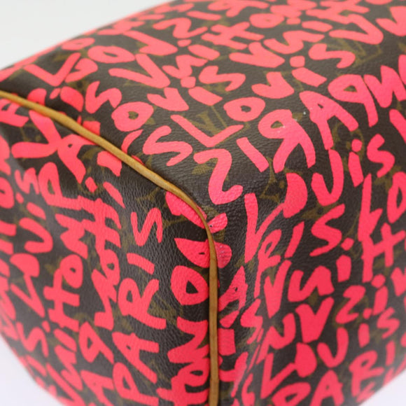 LOUIS VUITTON Monogram Graffiti Speedy 30 Hand Bag Pink M93704 LV Auth 56156SAM